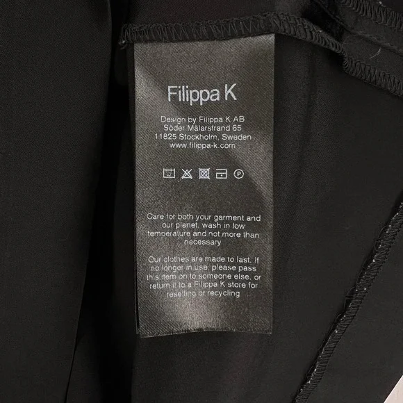 FILIPPA K Short Sleeve Satin Top Womens Small Black Round Neck Minimalist - Picture 11 of 15